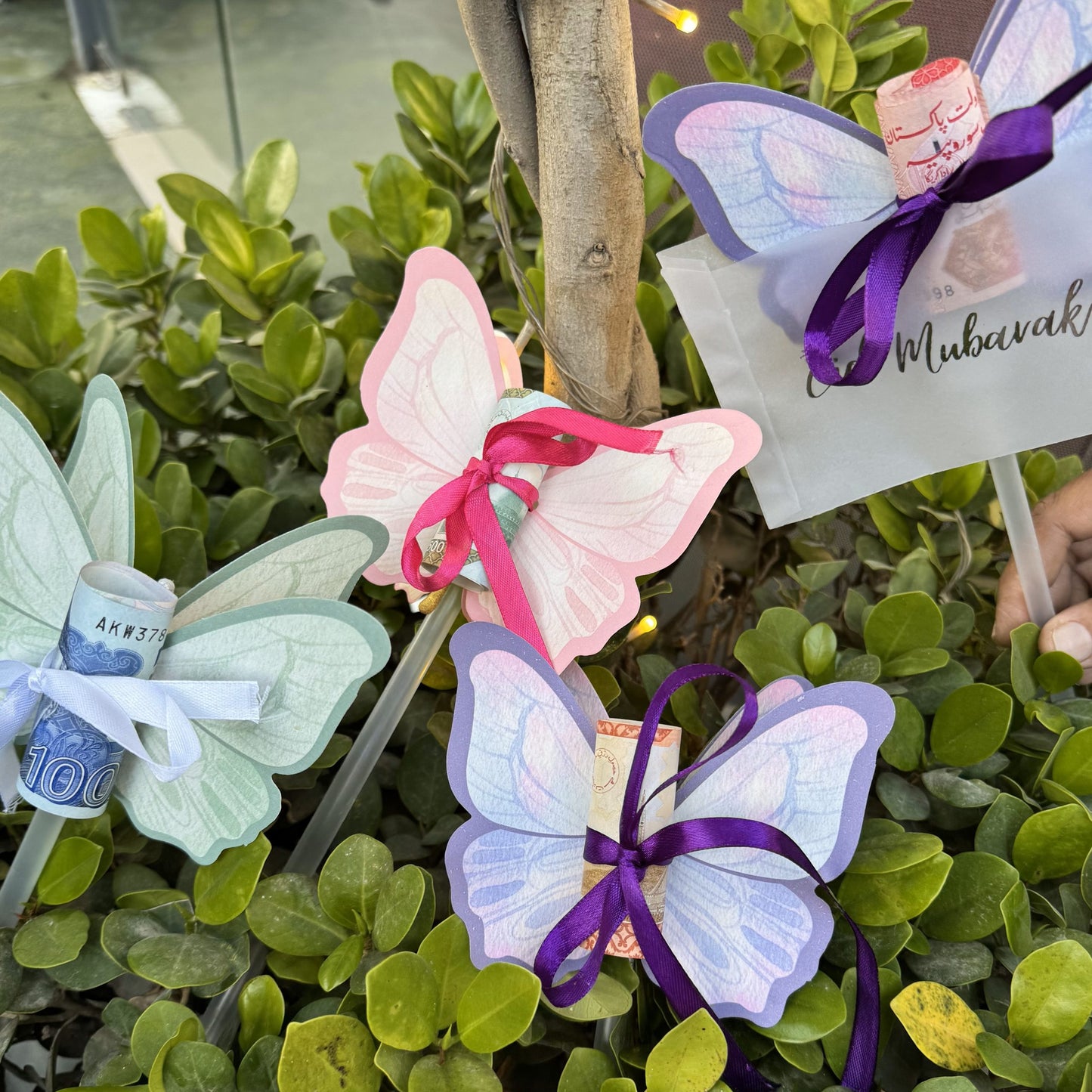 Butterfly Eidi Holders with Gold|Silver Foil Envelopes [Pack of 10]