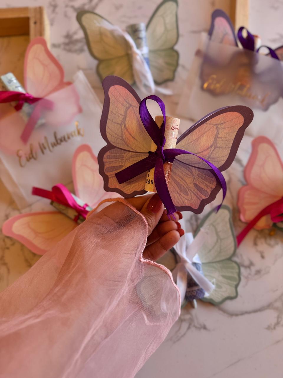 Butterfly Eidi Holders with Gold|Silver Foil Envelopes [Pack of 10]