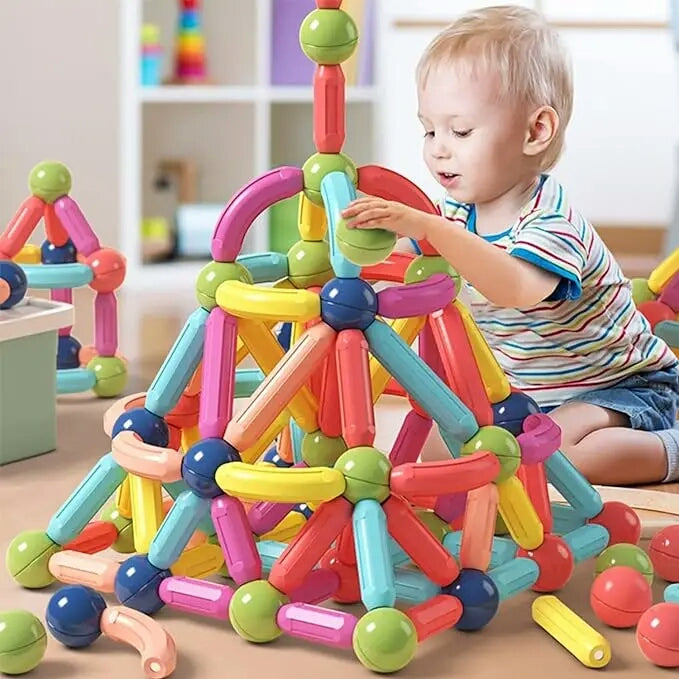 Educational Magnetic Building Blocks for Kids - 64+ pcs Set