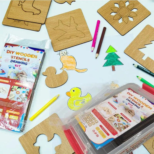 kids wooden stencils drawing kit Available in 44 & 88 Pcs